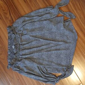 Michael Kors Black and White Patterned Off Shoulder Blouse Size XL